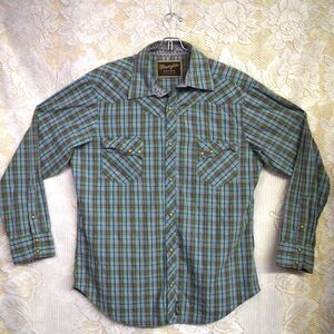 Wrangler Retro Mens Large Bone Pearl Snap Double Yoked Western Cowboy Shirt